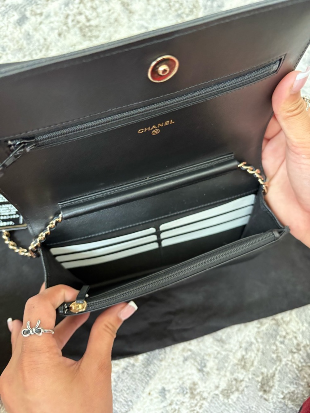 CHANEL Black Quilted Leather Crossbody with Gold-Tone Chain - Picture 3 of 10